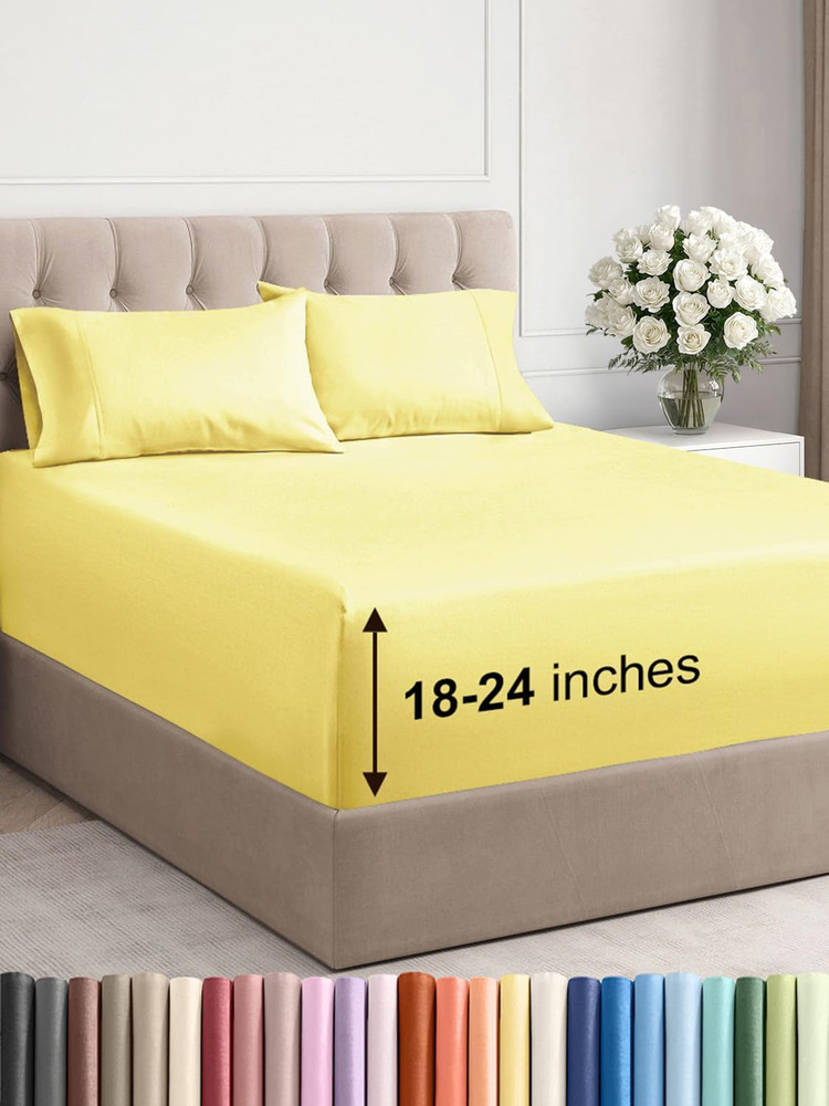 Extra Deep Pocket Full Sheets - 4 Piece Breathable & Cooling Bed Sheets - Hotel