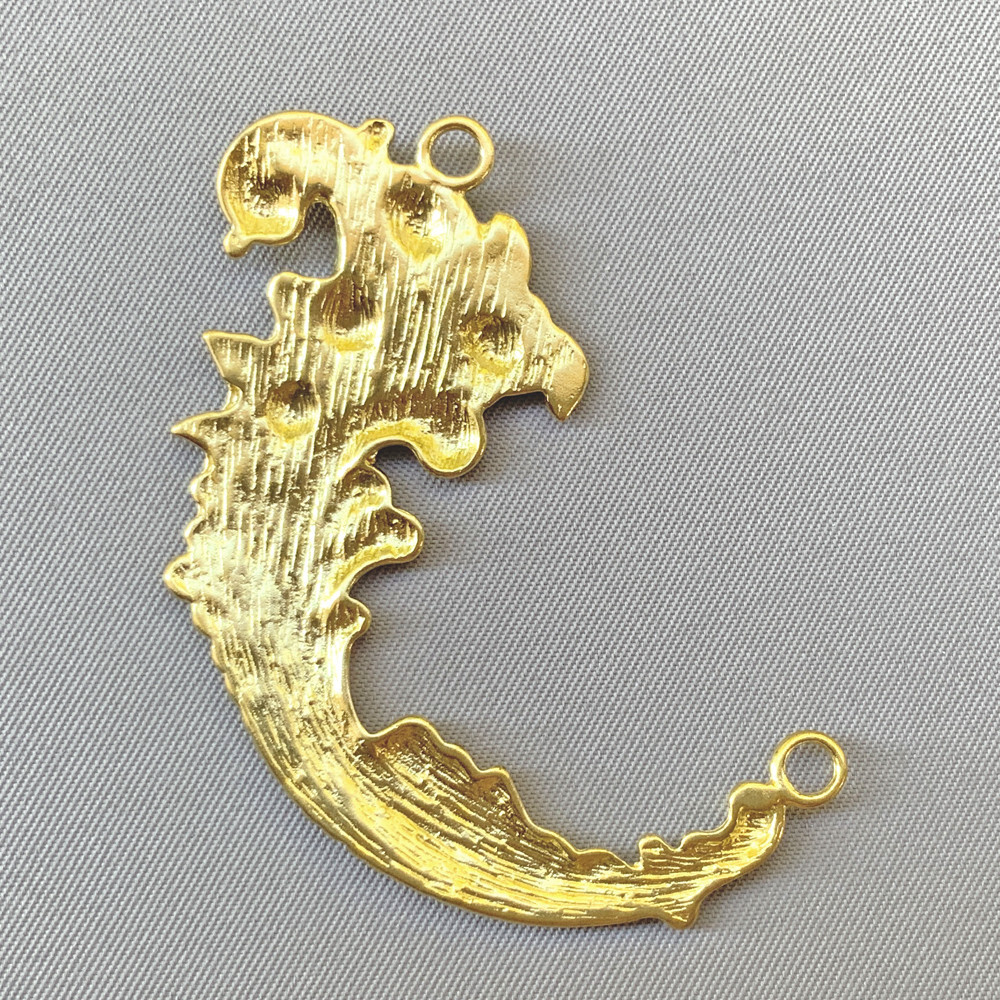 Baroque Rose Flourish Stamping 2 Loop Links 55x30mm Raw Solid Brass Q2 Per Pkg