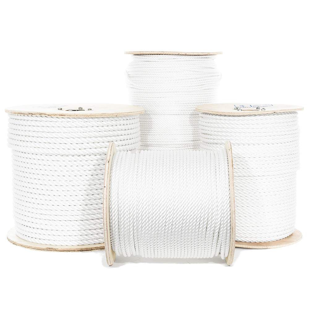 GOLBERG Twisted Polyester Rope - White - Low Stretch, High Strength - USA Made