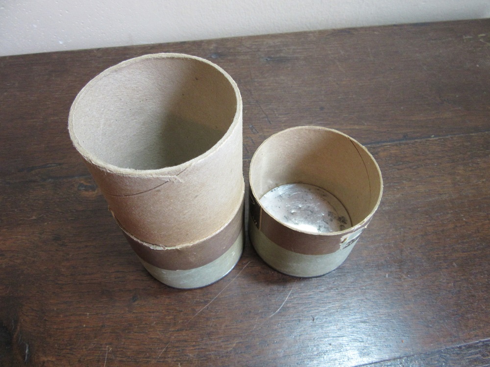 Old cardboard can with Joe J. Marx label