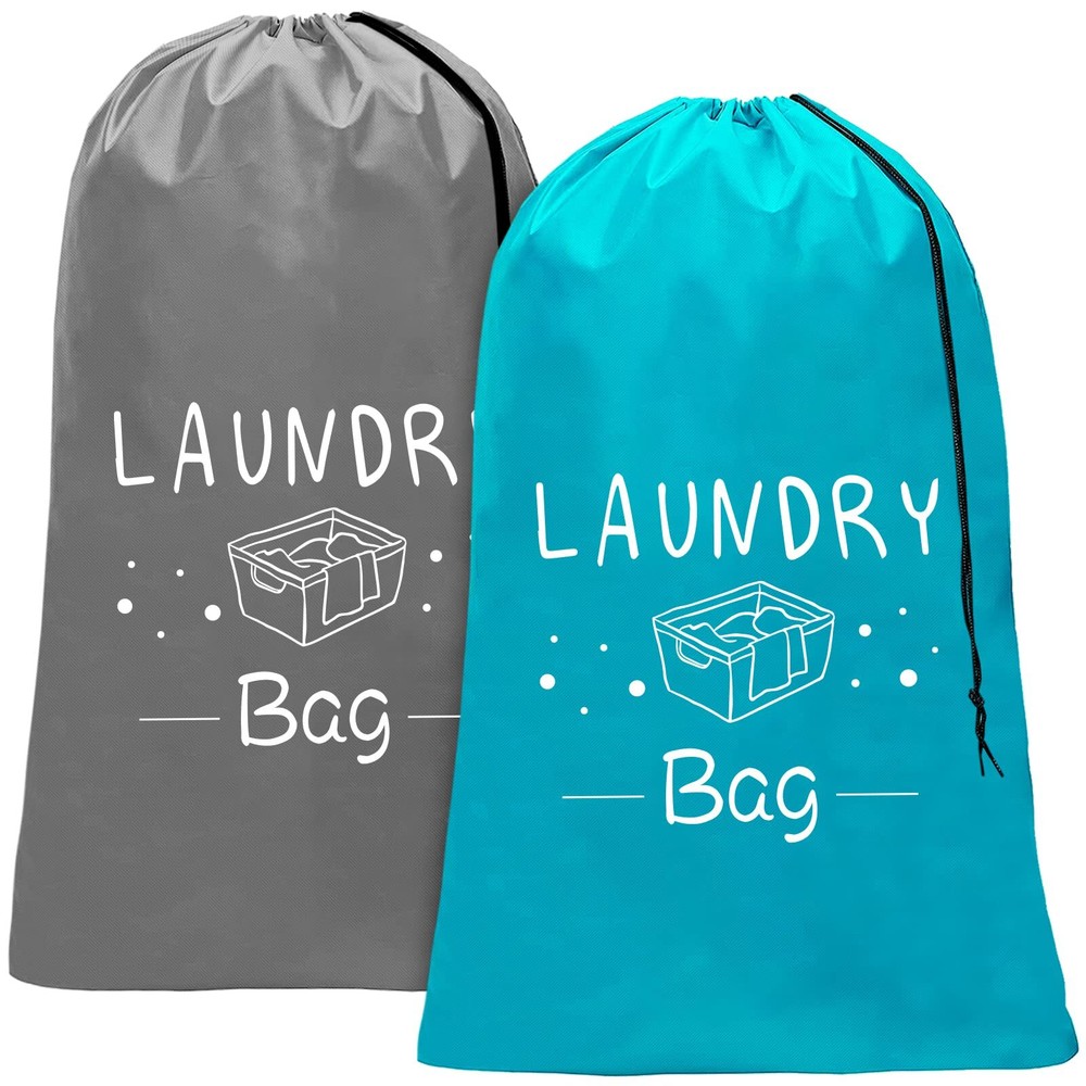 2 Pack Extra Large Cotton Laundry Bag with Drawstring Travel Organizer Bag