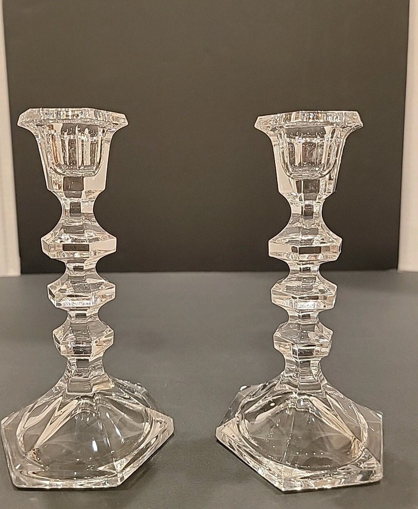 LEAD CRYSTAL FLOWER SHAPED Octagon  CANDLE HOLDERS