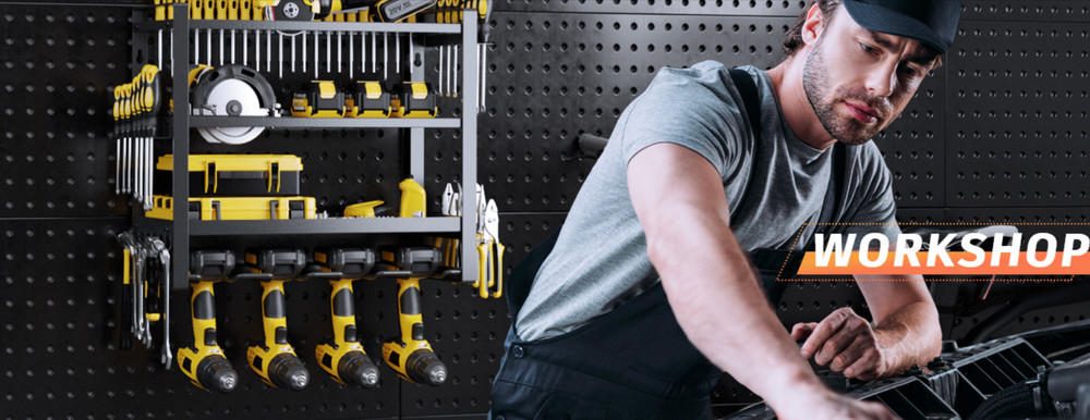 Power Tool Organizer Wall Mount 4 Layer Drill Holder Heavy Duty Metal Tool Shelf