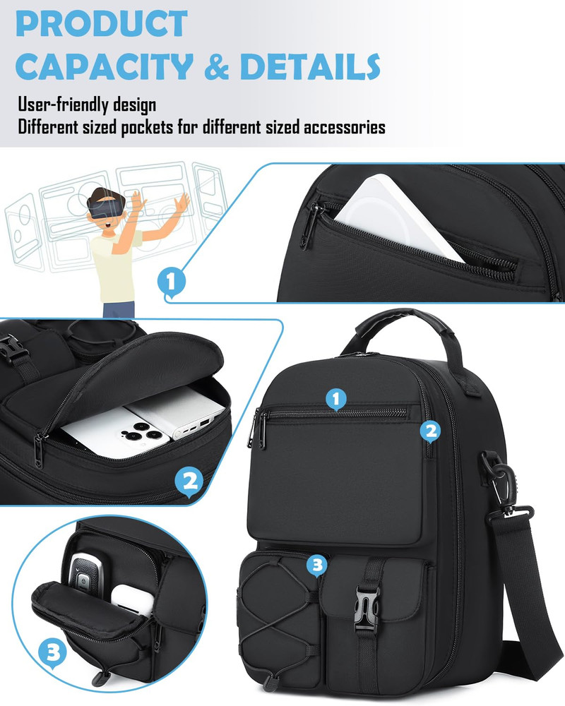 Hard Carrying Case Compatible with Meta Quest 3S/Quest 3/Oculus Quest 2/Vision P