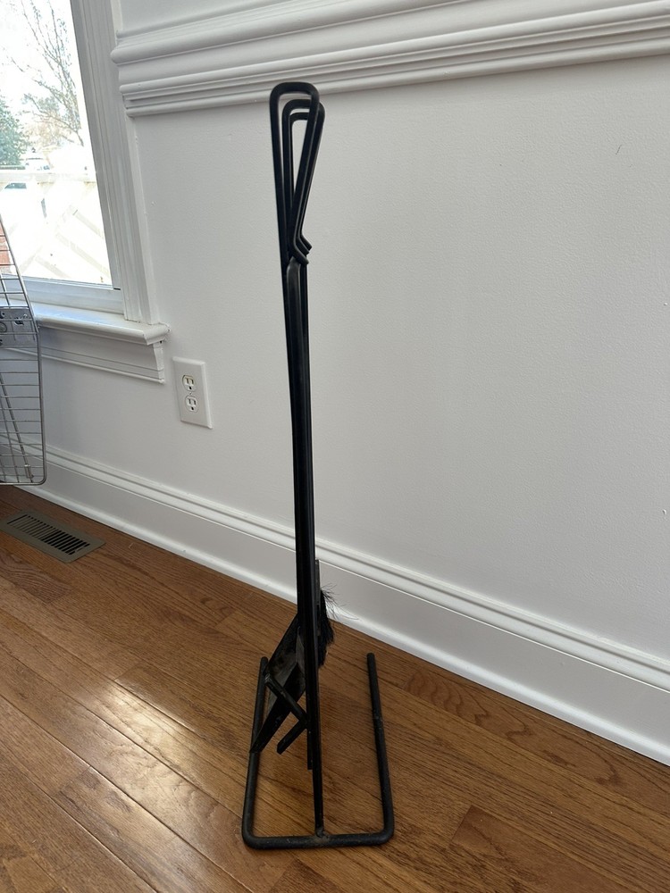 Vintage MCM Iron Modern Fireplace Tool Set Black