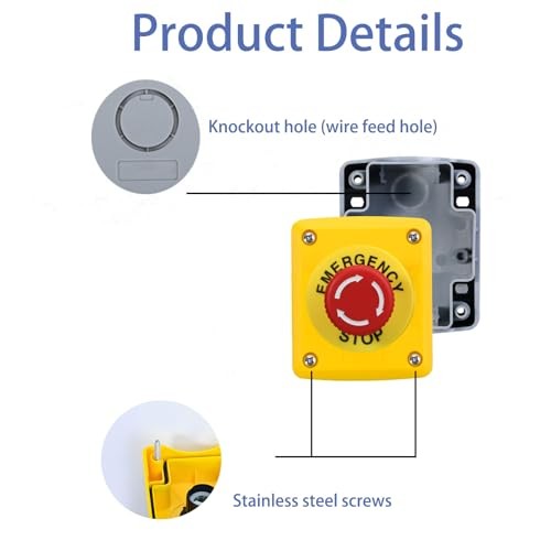 Emergency Stop Button Switch E-Stop Momentary Shut Off Red PushButton Switches