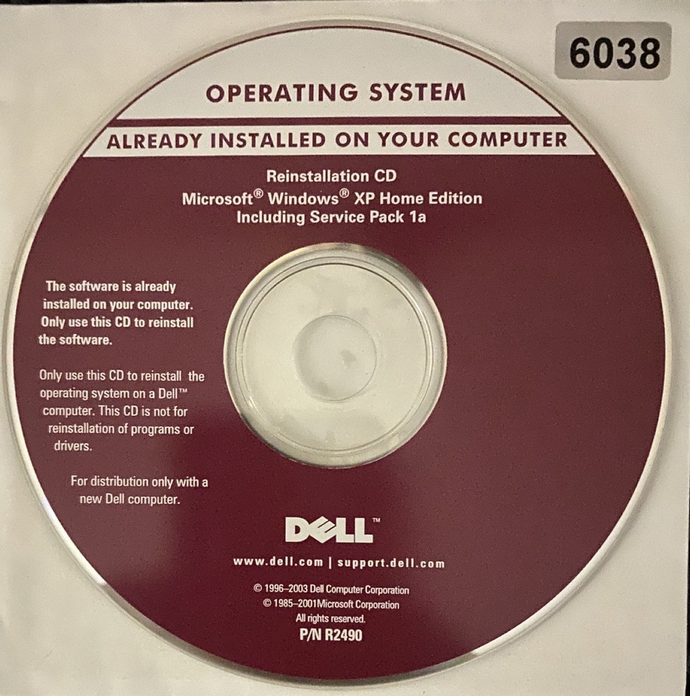 VINTAGE SOFTWARE | MICROSOFT WINDOWS XP HOME EDITION SP1 | DELL DVD