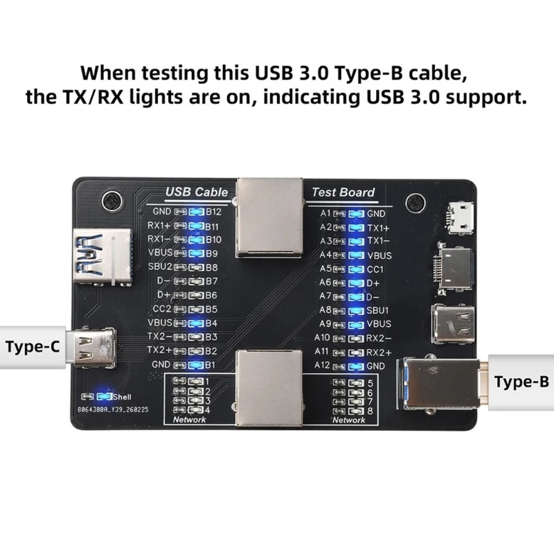 Efficient USB Cable Tester For Type C Microed B And RJ45 Cord Testing
