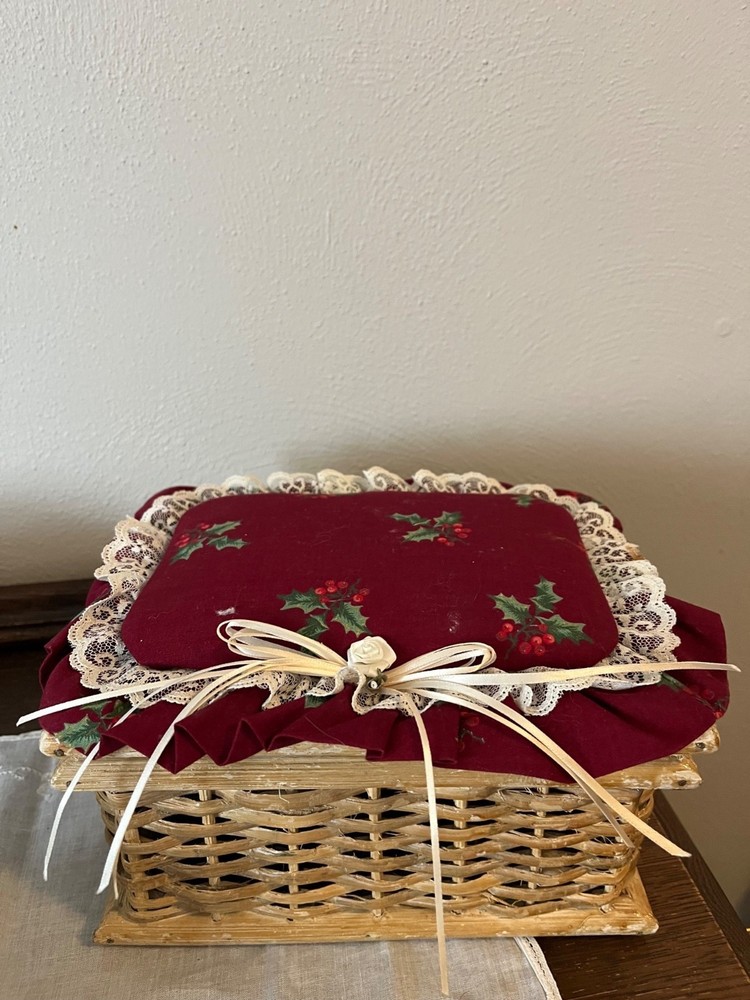 Holiday Holly Sewing Basket