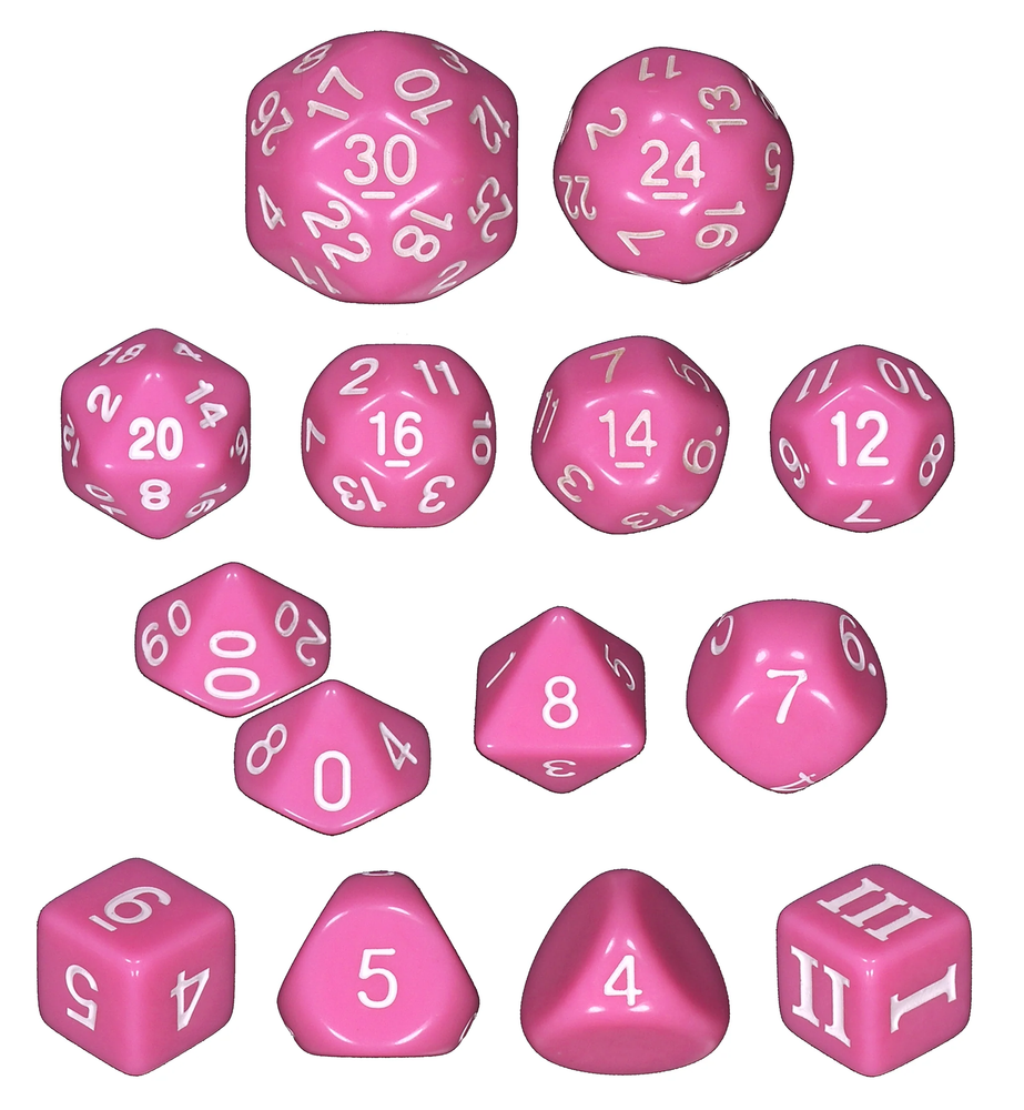 Opaque 14 Unusual DCC Dice Set - Pink