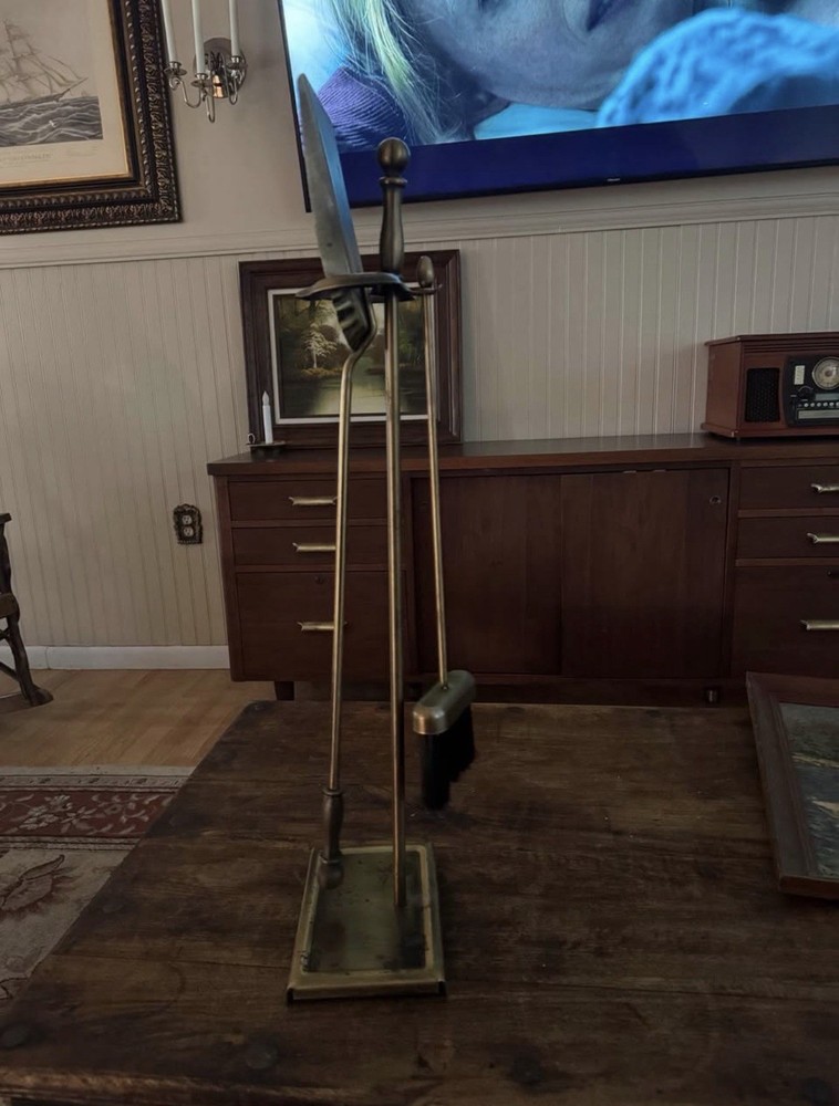 Vintage Brass Fireplace Tool Set