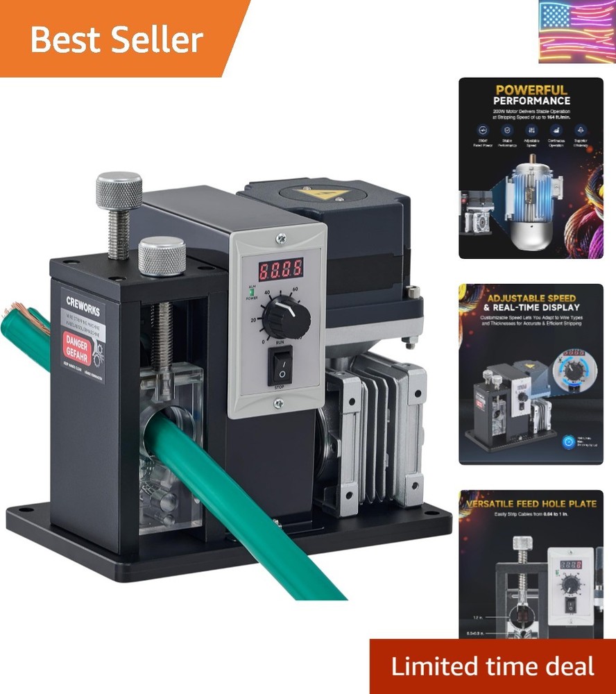 200W Automatic Wire Stripper Machine, Speed Adjustable Electric Wire Strippin...