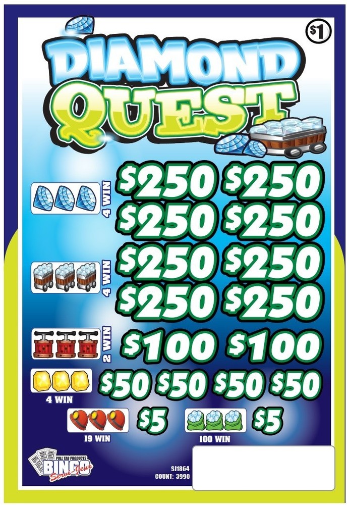NEW pull tickets DIAMOND QUEST $5 Bottom Prize - Instant Tabs