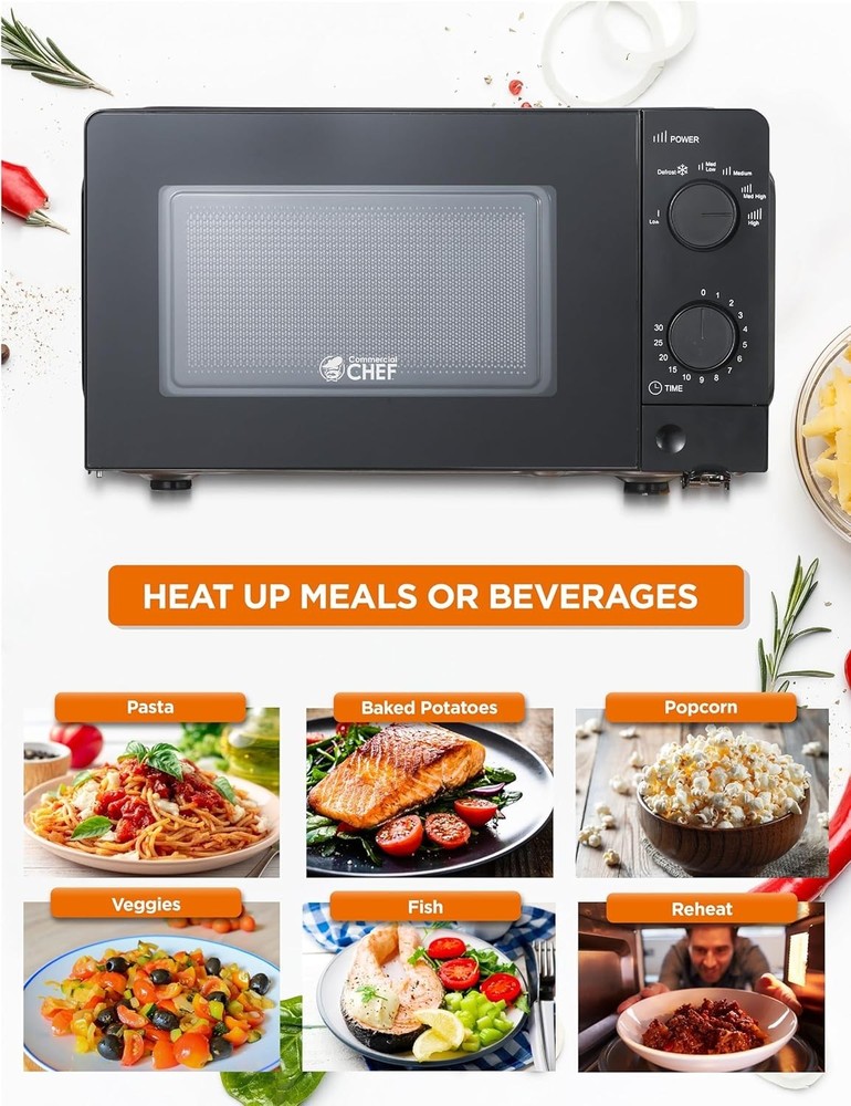 0.6 Cu. Ft. Countertop Microwave Oven, Mechanical Dial Controls, 700W, Pull H...