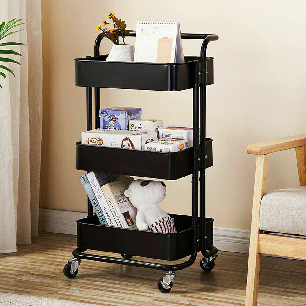 3-Tier Home Kitchen Storage Utility Cart Tool Book Organizer