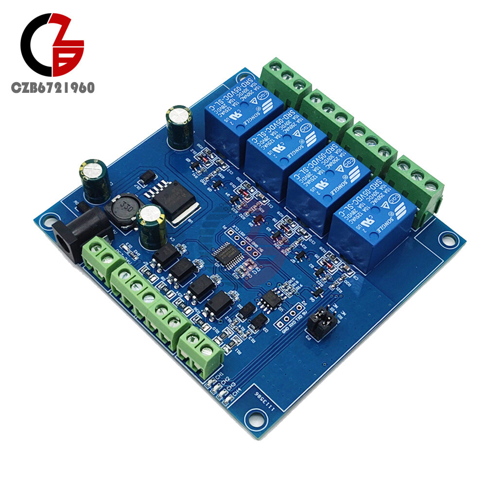 DC7 -24V Modbus Rtu 4 Channel Relay Module Switch input output RS485/TTL UART