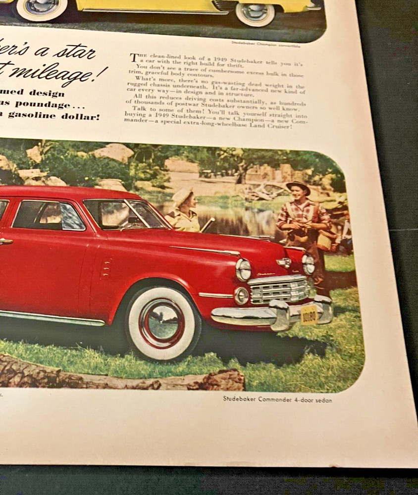 1949 Studebaker Champion & Commander - Vintage Original Print Ad / Wall Art NICE