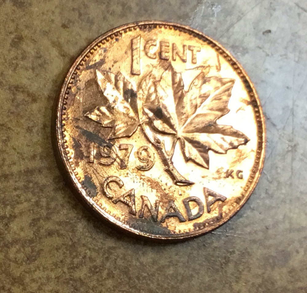 1979 Canada Cent Mint Error Double date re-engraved