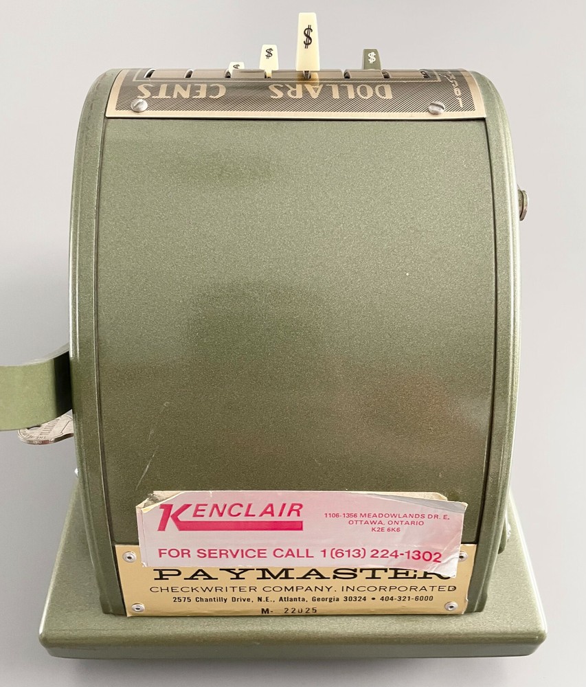 Vintage Green Paymaster Checkwriter Model 22025
