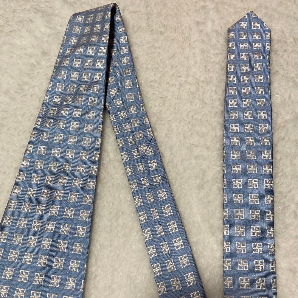 LANCEL PARIS Tie All over pattern 100% silk light blue