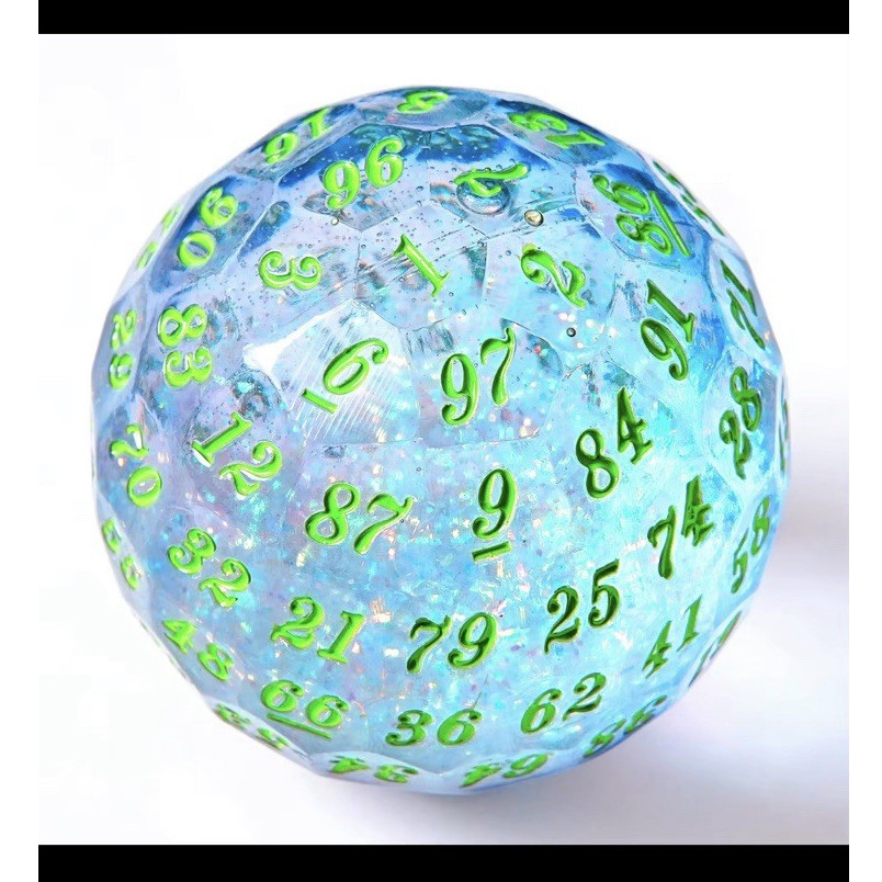Blue Glitter Polyhedral D100 Dice for Dungeons & Dragons