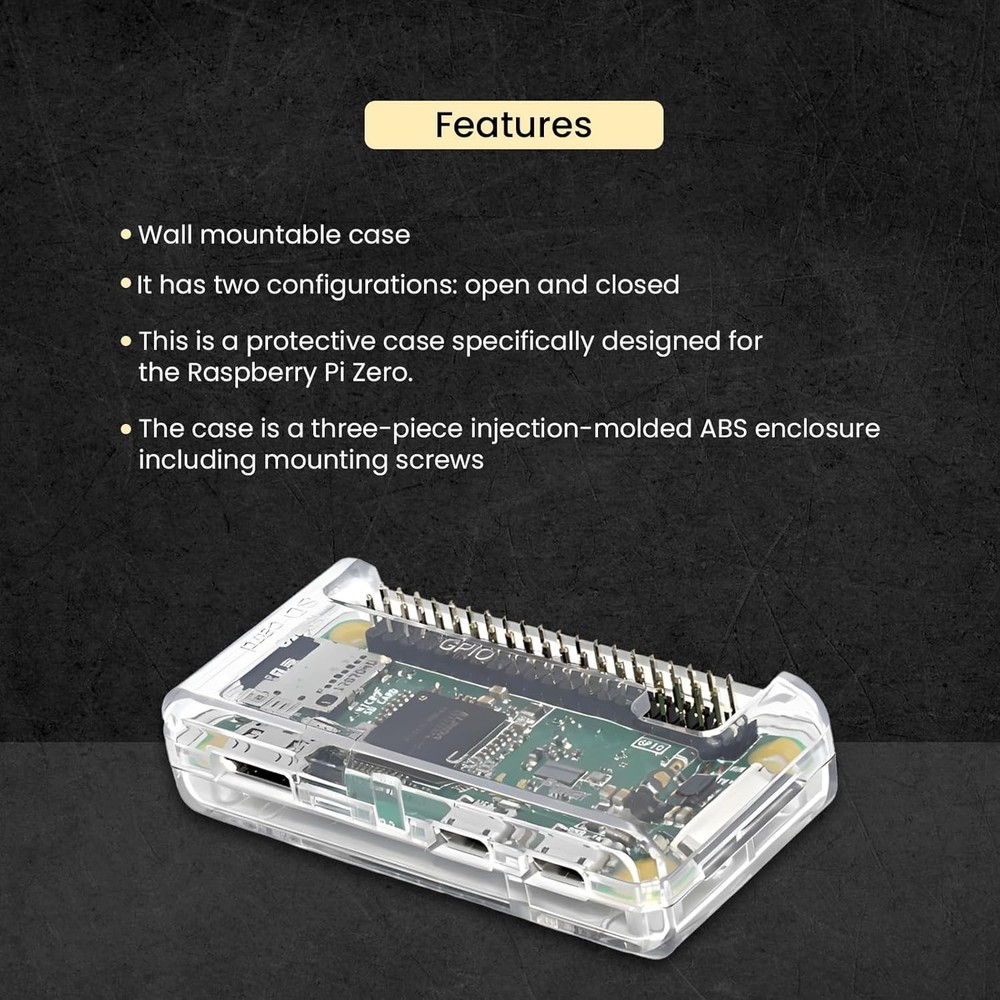 Protective Raspberry Pi Zero Case - Wall Mount, All Ports Accessible