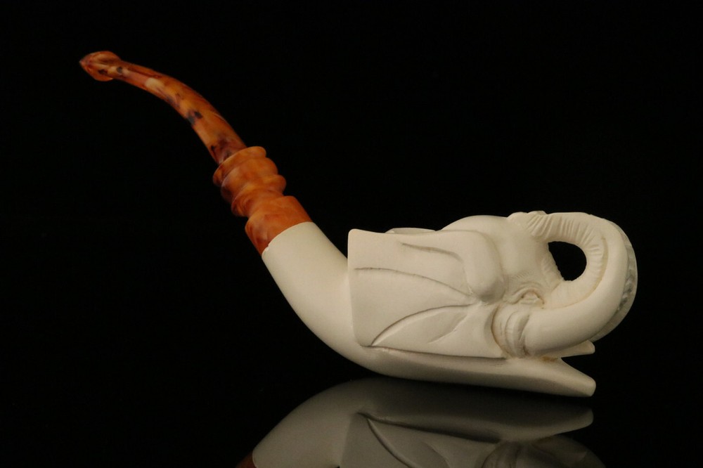srv - Elephant Block Meerschaum Pipe with custom case M2516