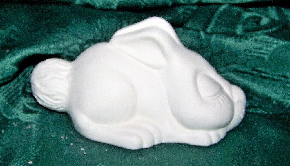 Sleepy Bunny Easter Rabbit 4.5" long Ceramic Bisque Ready to Paint