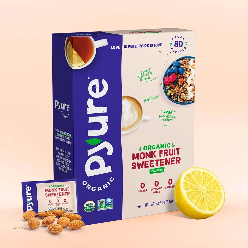 Pyure Organic Monk Fruit Blend Granular Sweetener Packets 80ct
