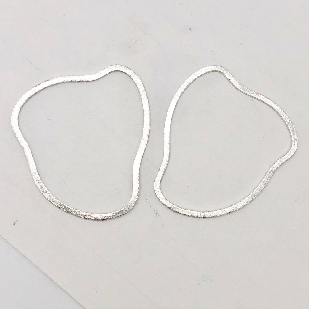 Designer 2 Brushed Sterling Silver Loop Component Pieces | 38x31x0.5mm |