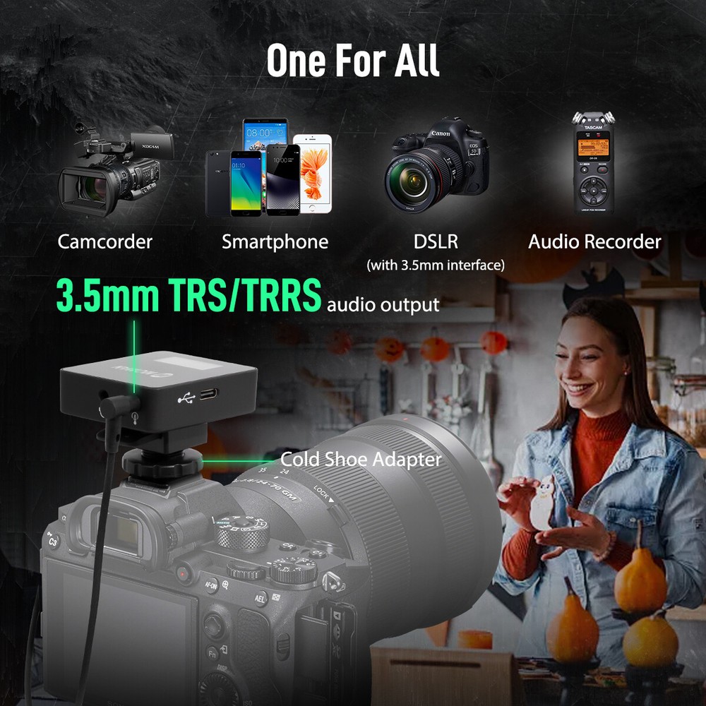 Wireless Lavalier Microphone System UHF Transmitter with Receiver for DSLR Phone