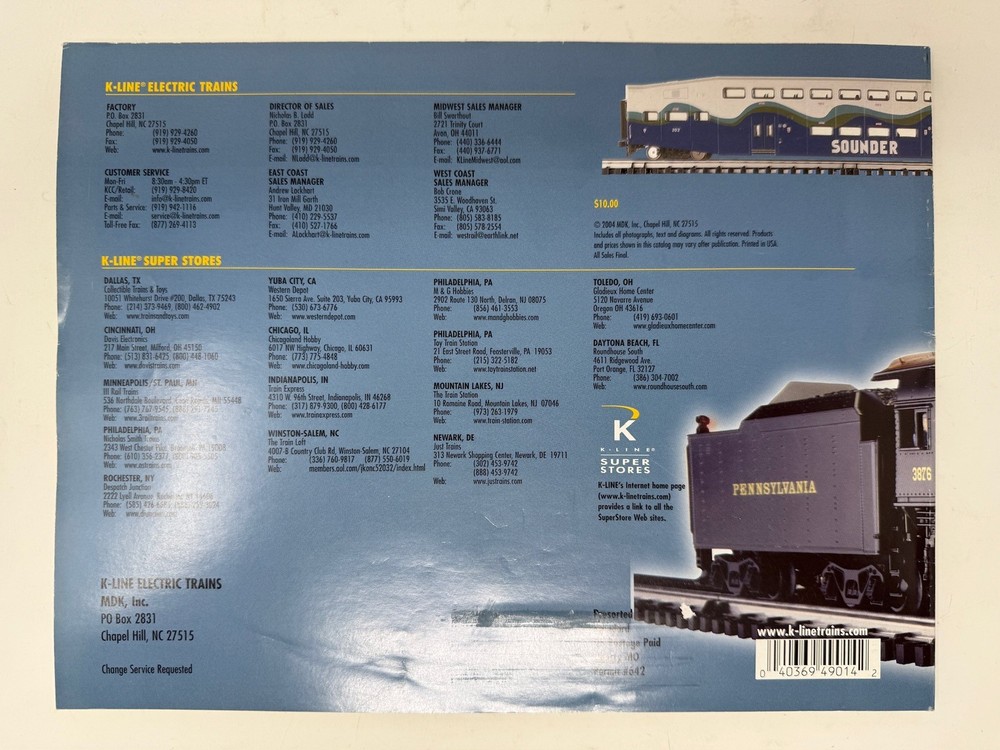 K-Line Electric Trains 2004 First Edition Catalog