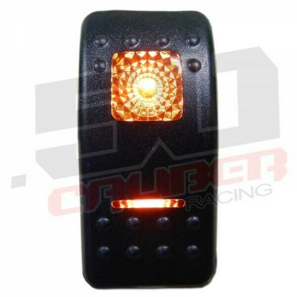 On/Off/On 7 Pin SPDT Rocker Switch LED Backlit - Orange