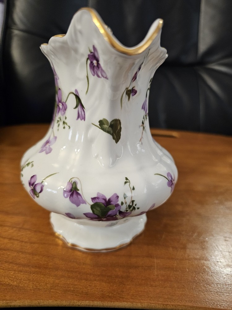 2 Hammersley Bone China Victorian Violets Pitchers Spode Group 6.5" & 5.5" EUC
