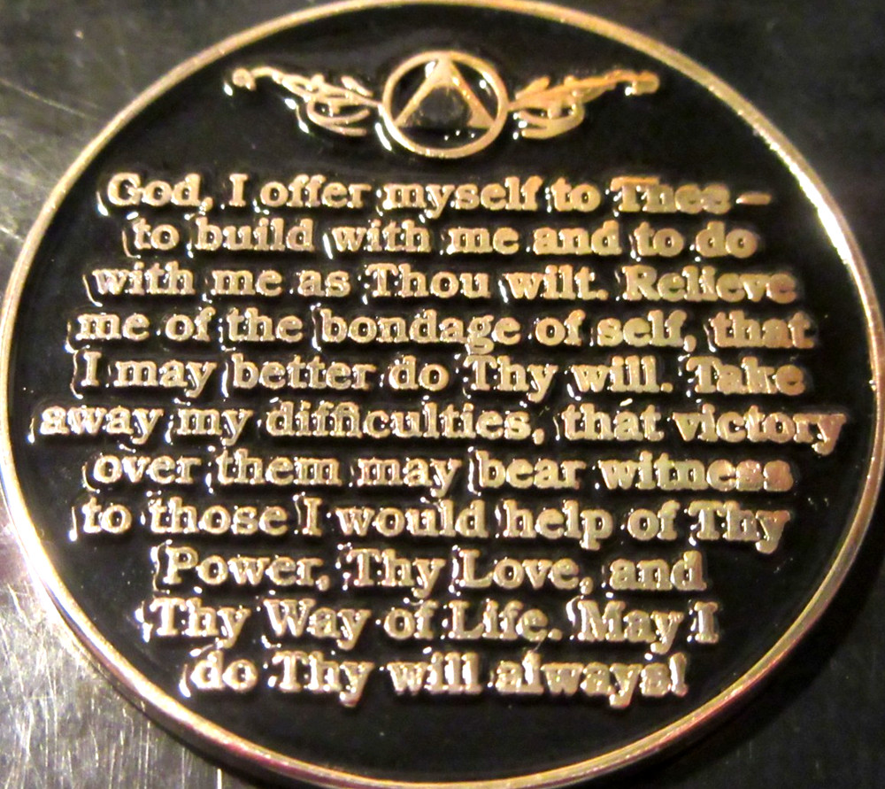 Tree Black Alcoholics Anonymous 3 year AA Medallion Coin Token chip
