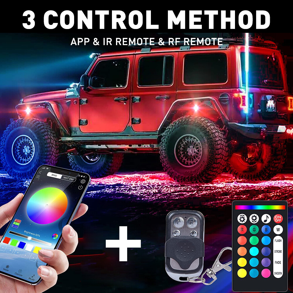 20 Pods RGB LED Rock Lights Kit Offroad Truck Underbody Neon Music Bluetooth APP