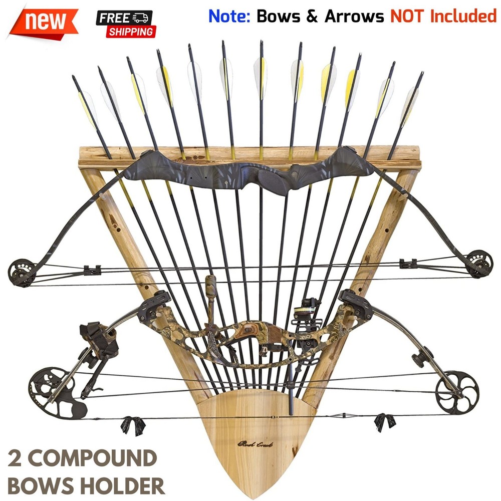 Compound Bow Rack Arrow Wall Mounting Storage Holder Rustic Look Cabin Display