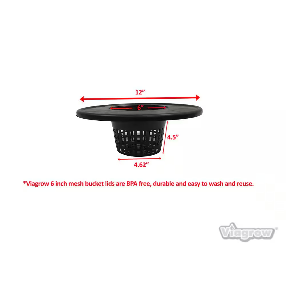 6 In. Black Pot Bucket Lid Insert (6-Pack)