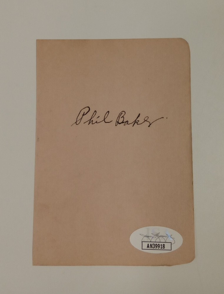 Phil Baker Autograph Signed Cut JSA -1 #