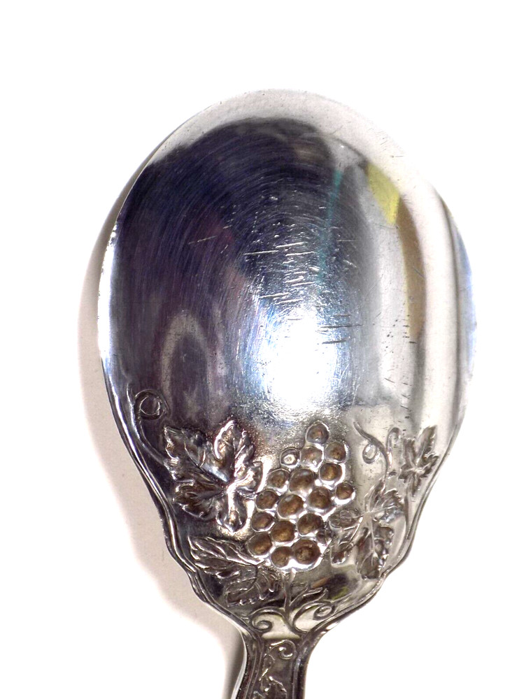 Wm Roger & Son AA Antique Sugar Nutshell Grape Pattern Silverplated Spoon