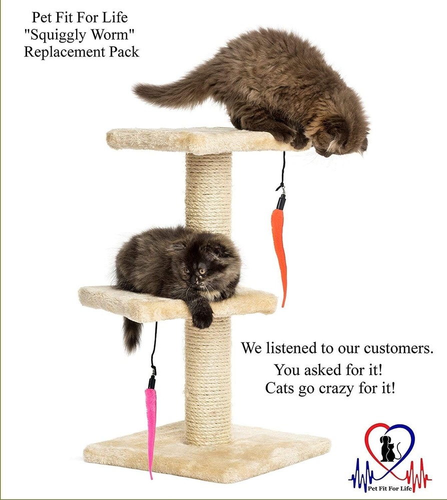 5-Piece Squiggly Worm Refill Pack for Interactive Cat Wands - Fun Guaranteed!