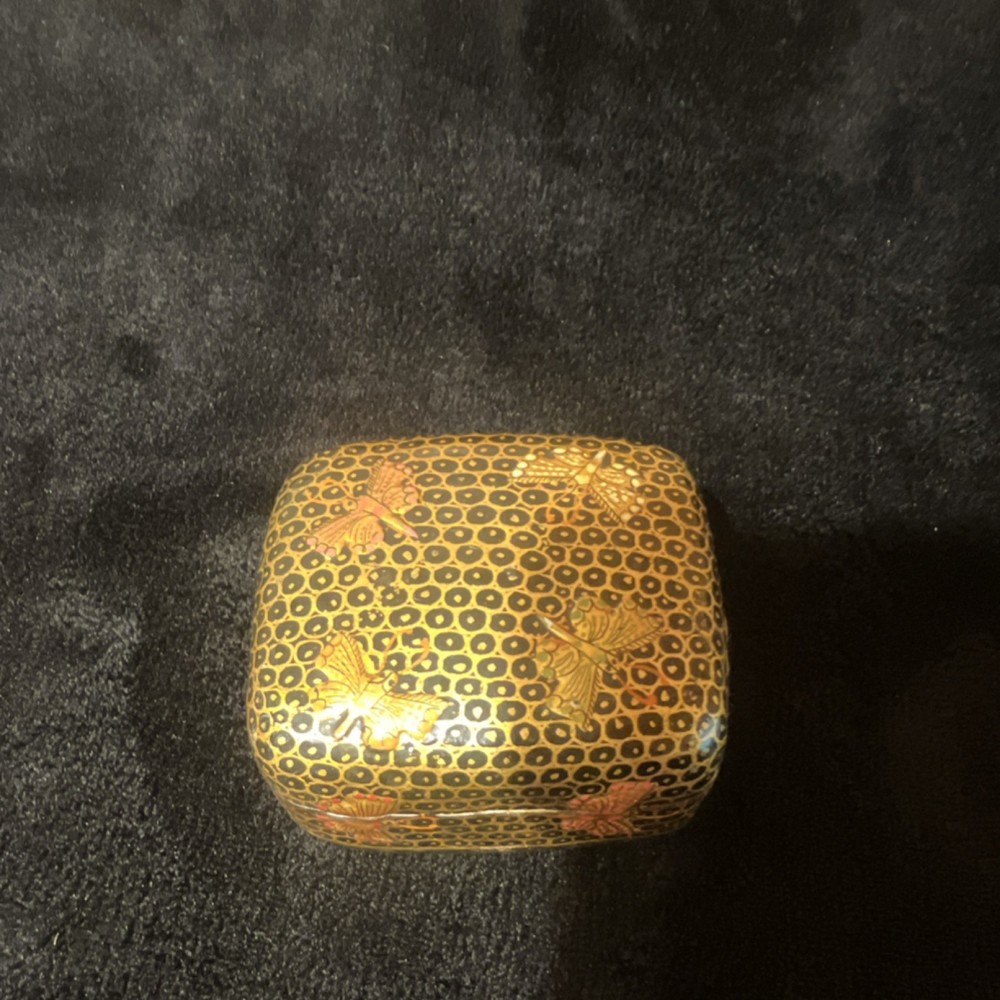 Handmade Kashmir Papier Mache Decorative Box Black Gold India