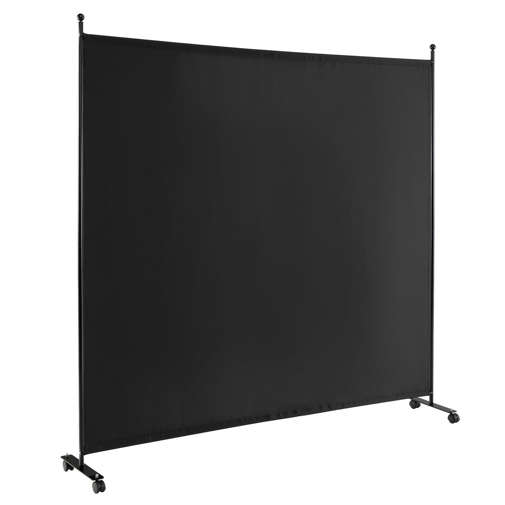 6FT Single Panel Room Divider w/ Wheels Rolling Fabric Partition Privacy Screen