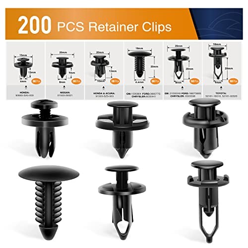 Universal Plastic Fender Clips,200 Pcs Push Bumper 810 Clips + 41 Tools