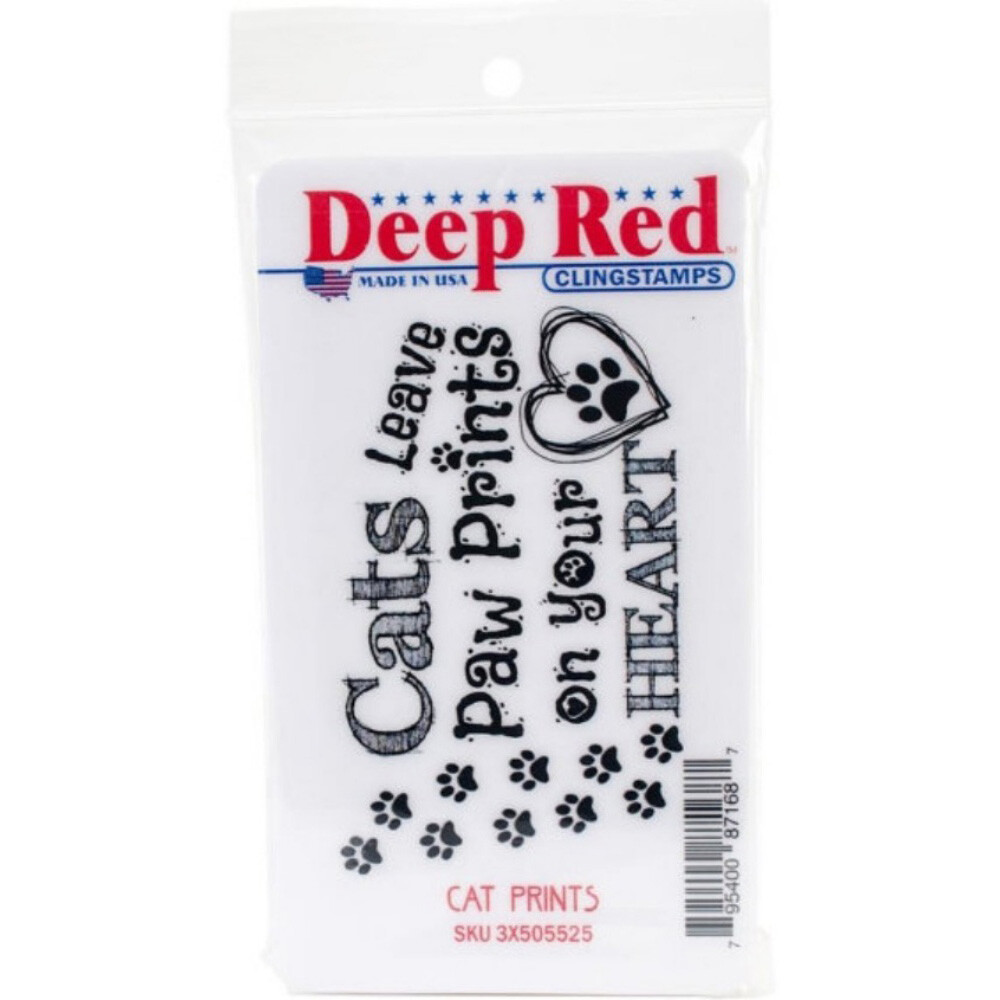 Deep Red Stamps Cat Prints Rubber Cling Stamp