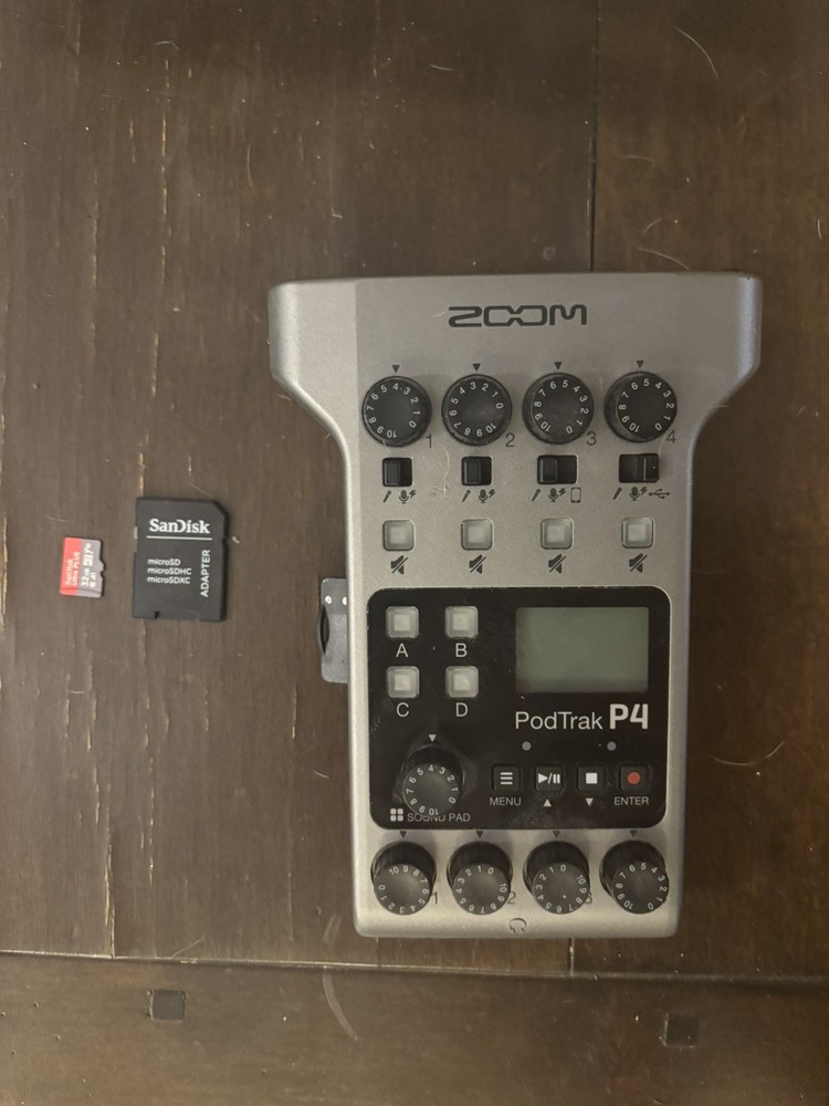 Zoom PodTrak P4 Podcast Recorder 4 Inputs With 32GB Card TESTED