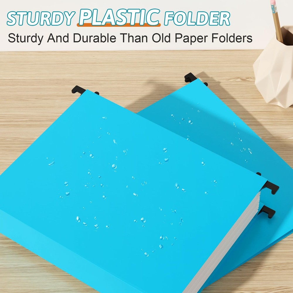 Extra Capacity Plastic Hanging File Folder Letter Size,12 Pack Reinforced Han...