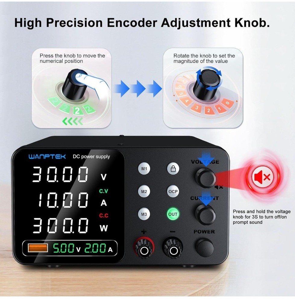 Best WANPTEK DC Bench Power Supply 30V 10A Regulated Variable Lab with Memory
