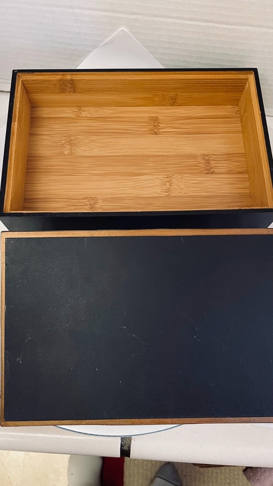 Beach Winter Blue Rectangular Decorative Bamboo Box Shells on Handmade lid 9x 6"