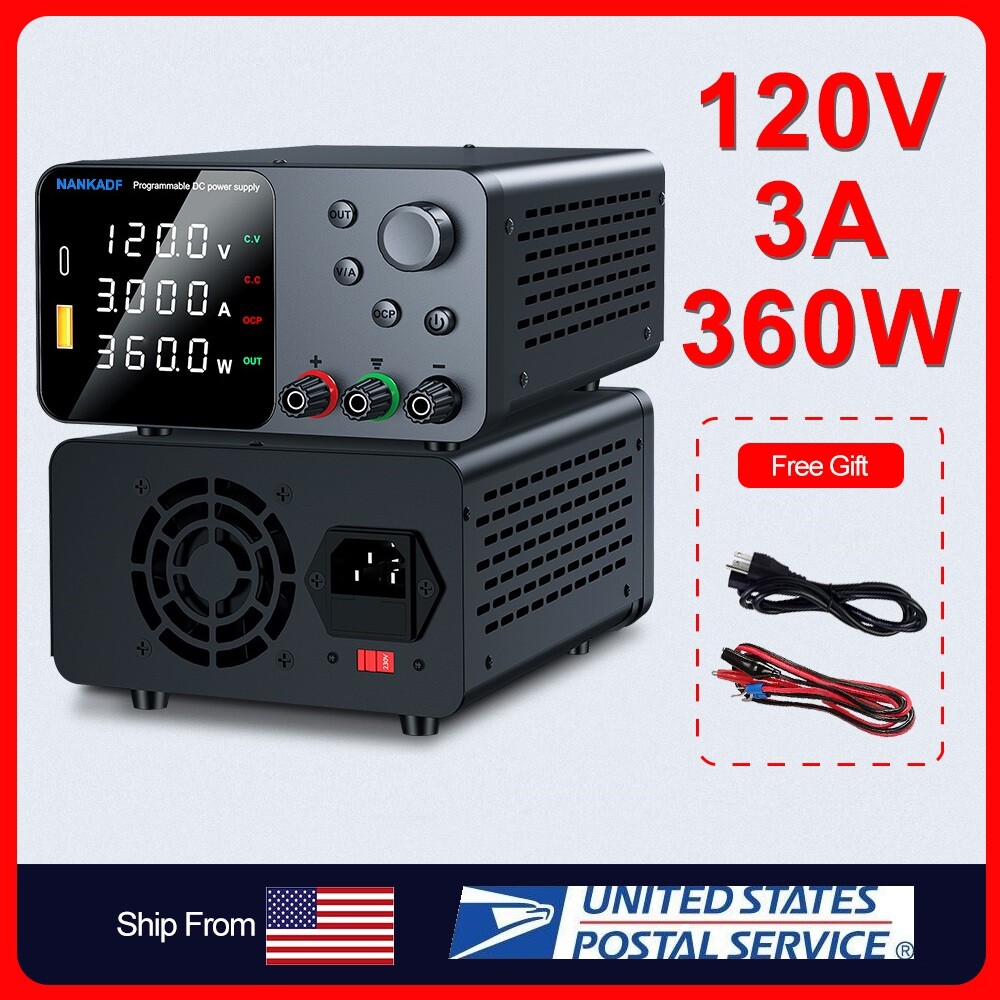 DC Adjustable 0-120V 0-3A Lab Power Supply Precision Variable Bench Switching